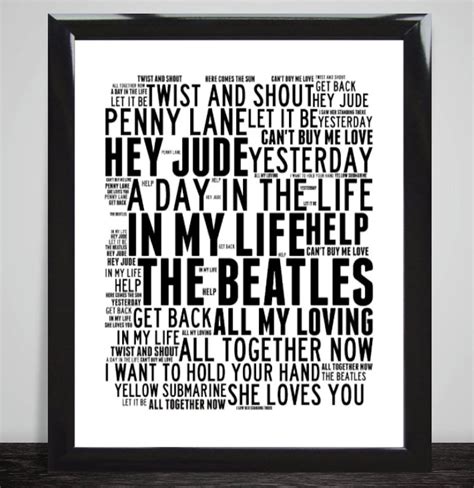 The Beatles Music Song Titles Lyrics Wall Art Print Poster | Etsy