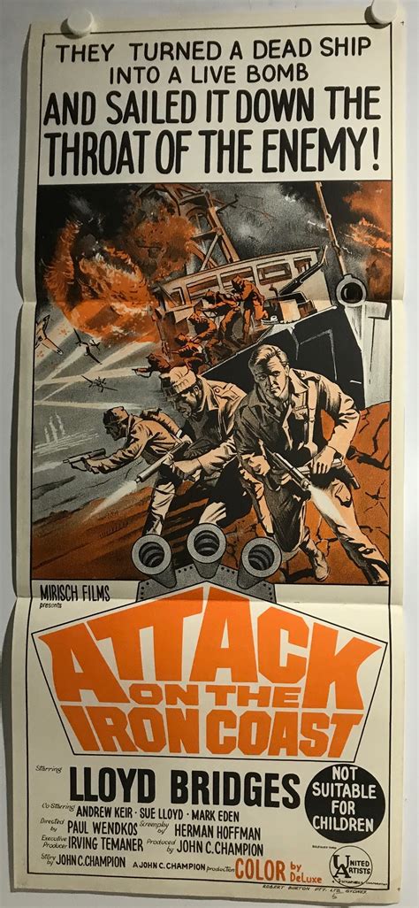 ORIGINAL DAYBILL MOVIE POSTER - ATTACK ON YTHE IRON COAST - LLoyd Bridges - X Marks The Shop