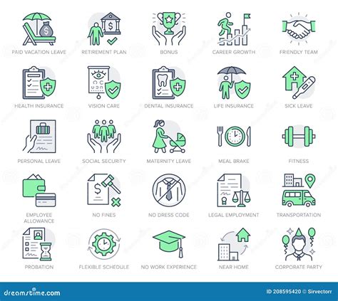 Employee Benefits Line Icons. Vector Illustration with Icon - Hr, Perks, Organization, Maternity ...