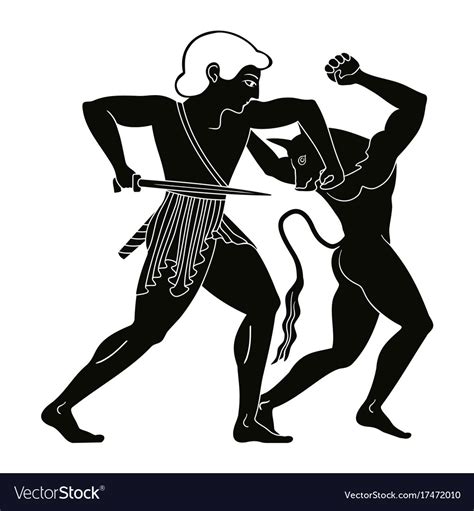 Theseus Fighting Minotaur Greek Mythology Tale Stock Vector, 60% OFF