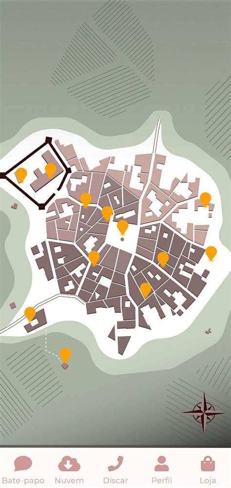 a map with yellow dots on it and the location of several buildings in different directions