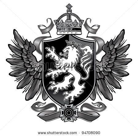 Heraldic Lion Wing Crest Stock Vector 94708090 : Shutterstock | Family crest tattoo, Crest ...