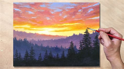 mountain sunset painting tutorial - Humbled Blogged Pictures Library