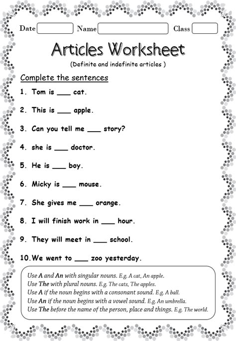 articles-worksheet - Your Home Teacher