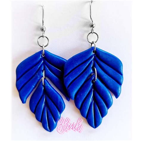 Blue leaf Clay Earrings - Blink Juwele™ Clay Earrings