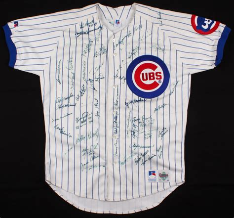 Chicago Cubs Hall of Famers & Stars Jersey Signed by (42) with Ernie Banks, Billy Williams ...