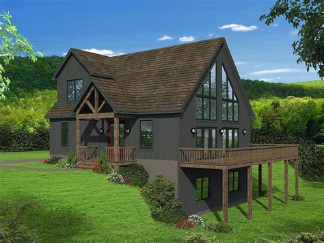 Two-story Mountain Home Plan with Vaulted Master Loft - 68622VR ...