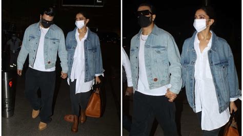 Ranveer Singh and Deepika Padukone wear matching outfits at airport ...