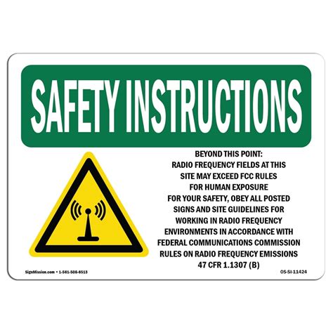 OSHA SAFETY INSTRUCTIONS Sign - Beyond This Point Radio Frequency With ...