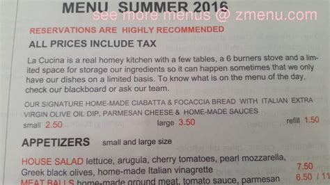 Online Menu of La Cucina Italian Kitchen Restaurant, Mountain City, Tennessee, 37683 - Zmenu