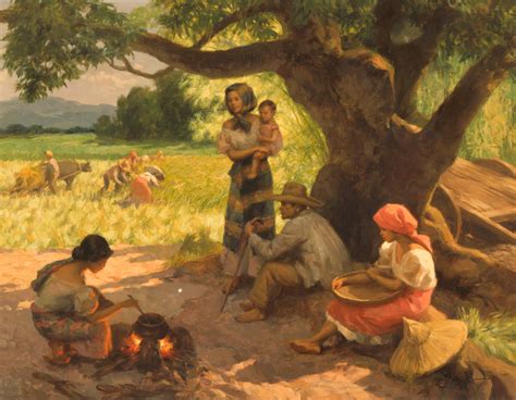 Farmers working and resting, 1955, by Fernando Amorsolo (Filipino, 1892 ...