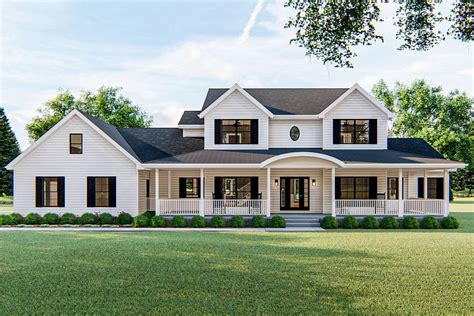 4-Bed Farmhouse Plan with 2-Story Family Room - 62580DJ | Architectural Designs - House Plans