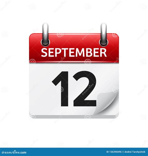 September 12. Vector Flat daily Calendar Icon. Date and Time, Day, Month. Holiday Stock Vector ...