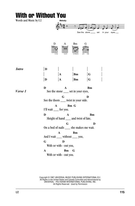 With Or Without You by U2 - Guitar Chords/Lyrics - Guitar Instructor