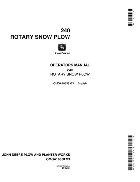 John Deere 240 ROTARY SNOW PLOW Operator Manual OMGA10358