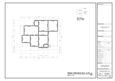 Detail Denah Ring Balok Rumah Lantai 1 - El+4,7 M ~ Jasa Arsitek Desain ...