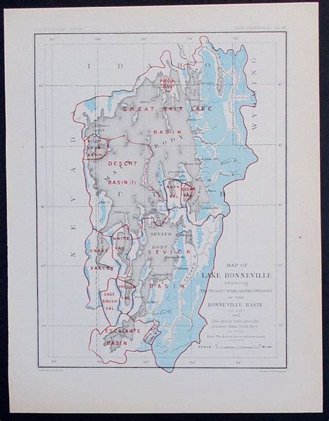 1890 Lake Bonneville Map Current Hydrographic Divisions. | Etsy ...