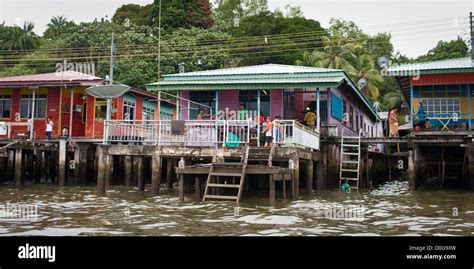 Colourful houses in the water village, Brunei Stock Photo - Alamy