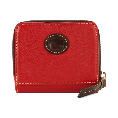 Dooney & Bourke Calf Small Zip Around Credit Card Wallet in Red | Lyst