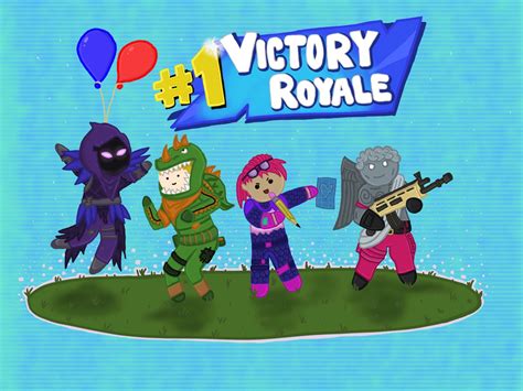 Drew my friends and I as a squad clutching a Victory Royale! : r/FortNiteBR