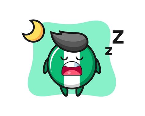 Premium Vector | Nigeria flag badge character illustration sleeping at night