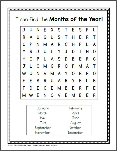 Months of the Year Worksheets - Mamas Learning Corner