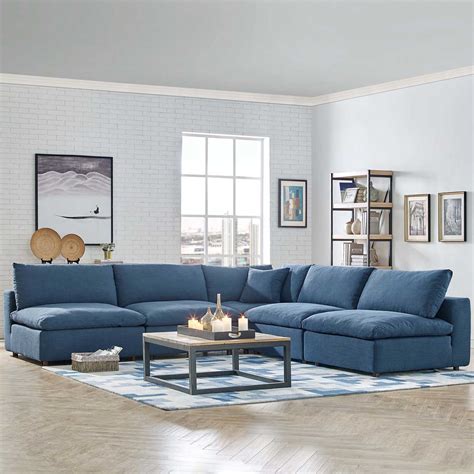 Carmen L-Shaped Armless Sectional Sofa Azure - Froy.com