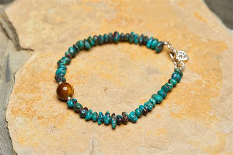 Handmade Tibetan Turquoise & Tiger Eye Stone Bracelet With Silver Charm "Heart" | Pandora ...