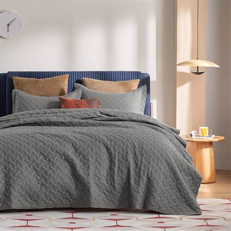 Amazon.com: BEDSURE Grey Quilt King Size - King Quilt Bedding Set 3 ...