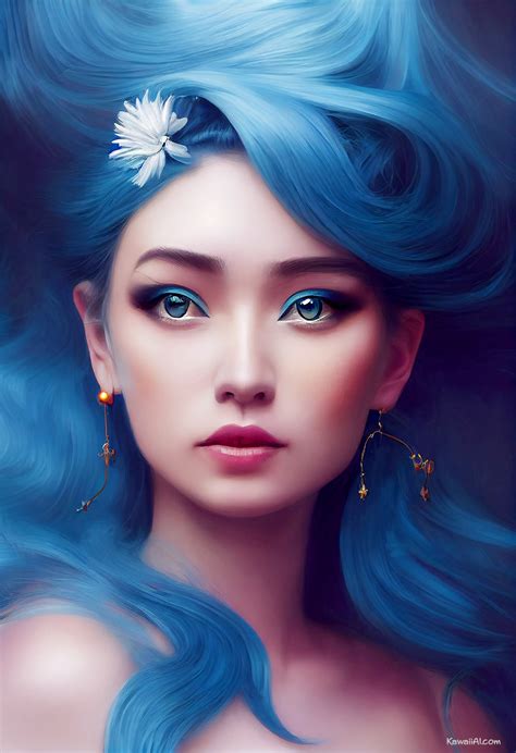 Cute Kaiju かわいい怪獣 Using Midjourney Ai Art Kawaii Dreamy Portraits Of Women With Blue Hair - Vrogue