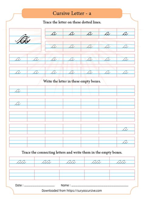 Lowercase Cursive Letters (a to z) → Lowercase Letter – a ...