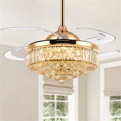 MOOONICHE 48 Inch Crystal Ceiling Fan with Light and Remote Modern ...