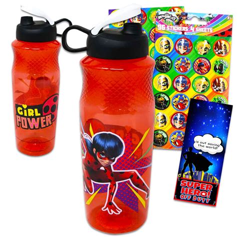 Buy Zagtoon Miraculous Ladybug Water Bottle Set for Girls - School Supplies Bundle with 30 Oz ...