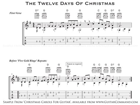 Easy Christmas Carols For Guitar: Sheet Music, Chords, TAB & Lyrics