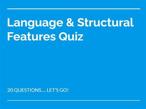 Language and Structural Features Quiz | Teaching Resources