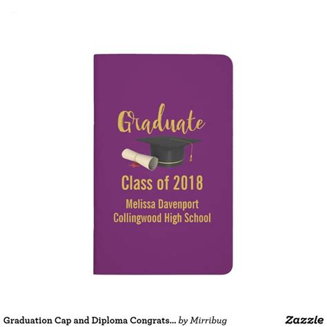 Graduation Cap and Diploma Congrats Graduate Journal | Zazzle.com | Graduation journal, High ...