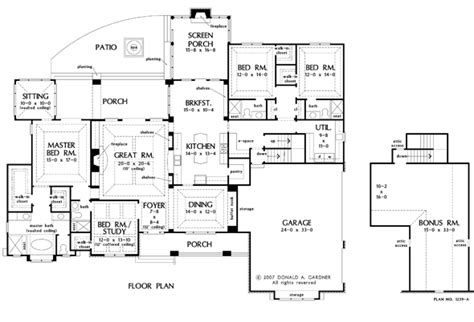 Basement Floor Plan of The Birchwood - House Plan Number 1239 | Craftsman style house plans ...