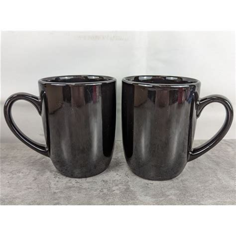 Set of 12 NEW Black Coffee Mugs