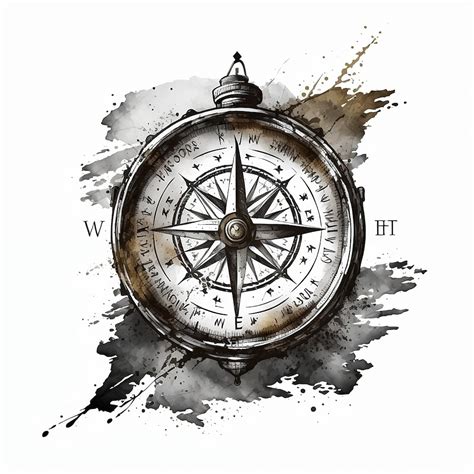 Compass Tattoo Design White Background PNG File Download High Resolution - Etsy