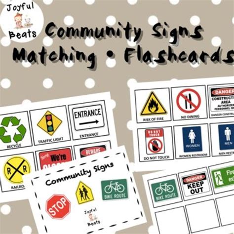 Community Signs Flashcards & Matching by Joyful Beats | TpT