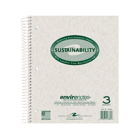 Environotes Recycled 3-Subject College Ruled Notebook | USU Campus Store