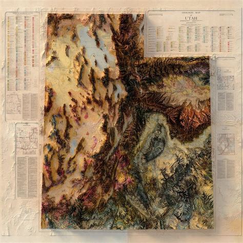 Utah - Geology - 3D Relief Map by 3DmapArt on Etsy | 3 d