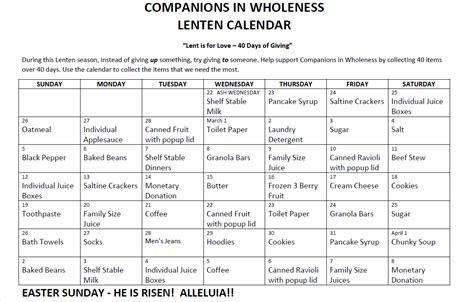 Lenten Calendar: Companions In Wholeness – Grace Congregational UCC, Rutland, VT