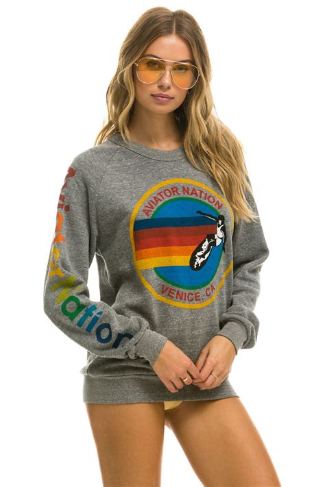 AVIATOR NATION SWEATSHIRT - HEATHER GREY - Aviator Nation