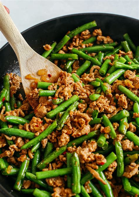 Asian Ground Turkey and Green Bean Stir Fry - Eat Yourself Skinny