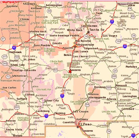 New Mexico Map With Cities And Towns