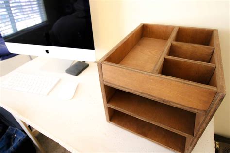 How to Make a Wood Desk Organizer | Desk organization diy, Diy wood desk, Desk organization