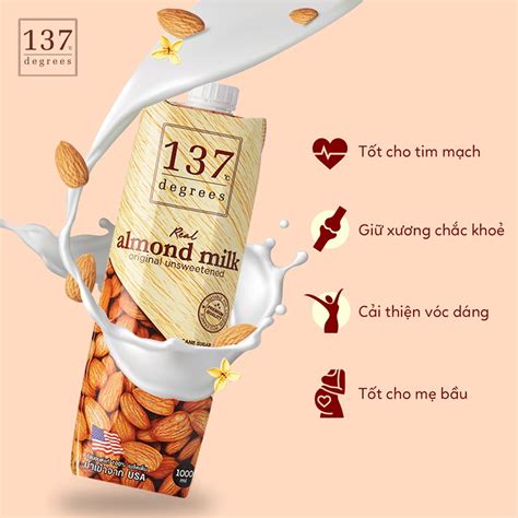 DATE 2362023 Sữa hạt Hạnh Nhân Không Đường 137 Degrees 180ml (Lốc 3 hộp) - MixASale