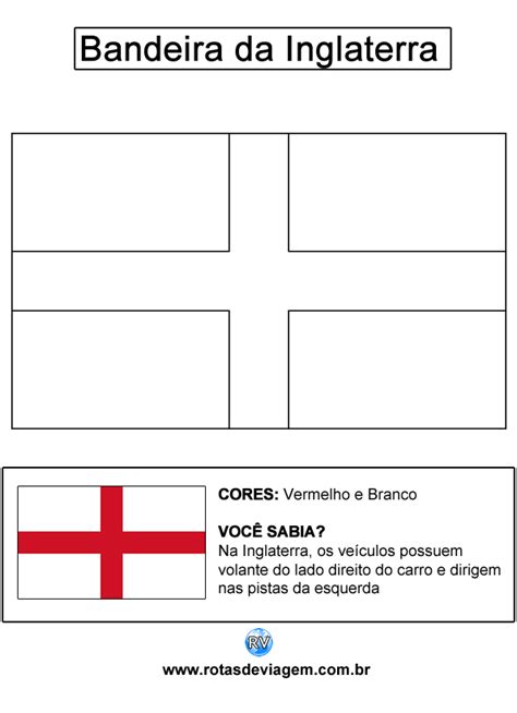 [Para Imprimir] Bandeira da Inglaterra para Colorir (preto e branco)!