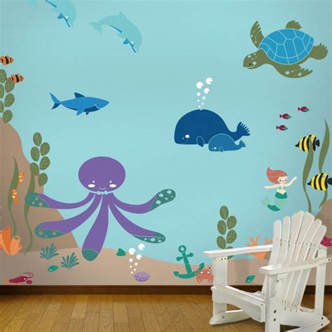 Under the Sea Wall Mural Stencil Kit for Kids Baby Room